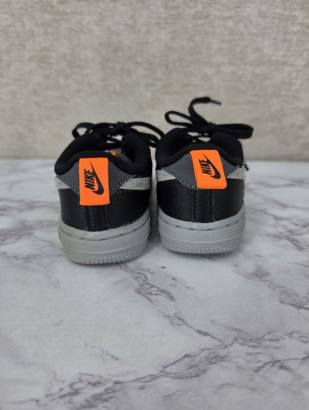 Nike Air Force Lv8 Kids Black & Gray Low-Top Sneakers with Orange Accent - Picture 7 of 11
